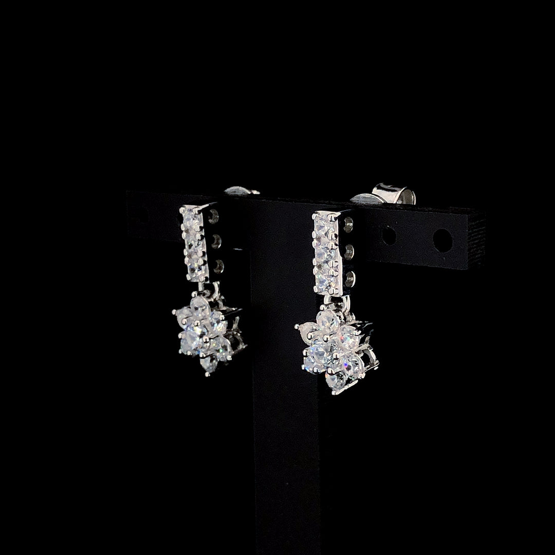 White Flower Cluster Drop Earrings