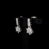 White Flower Cluster Drop Earrings