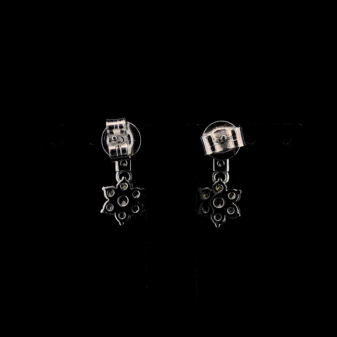 White Flower Cluster Drop Earrings