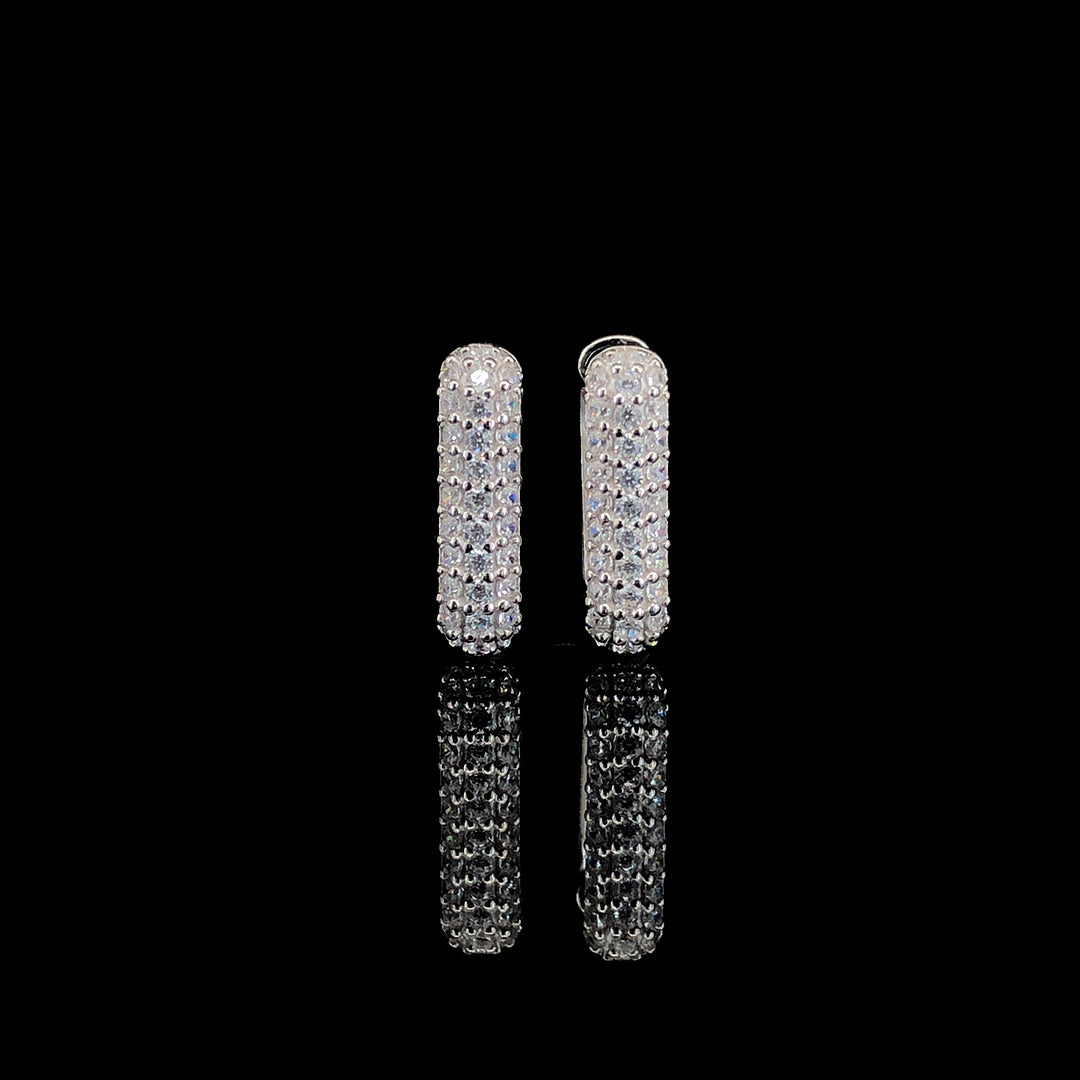 White Ombré Pavé Huggie Hoop Earring