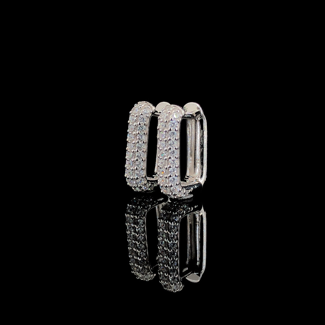 White Ombré Pavé Huggie Hoop Earring