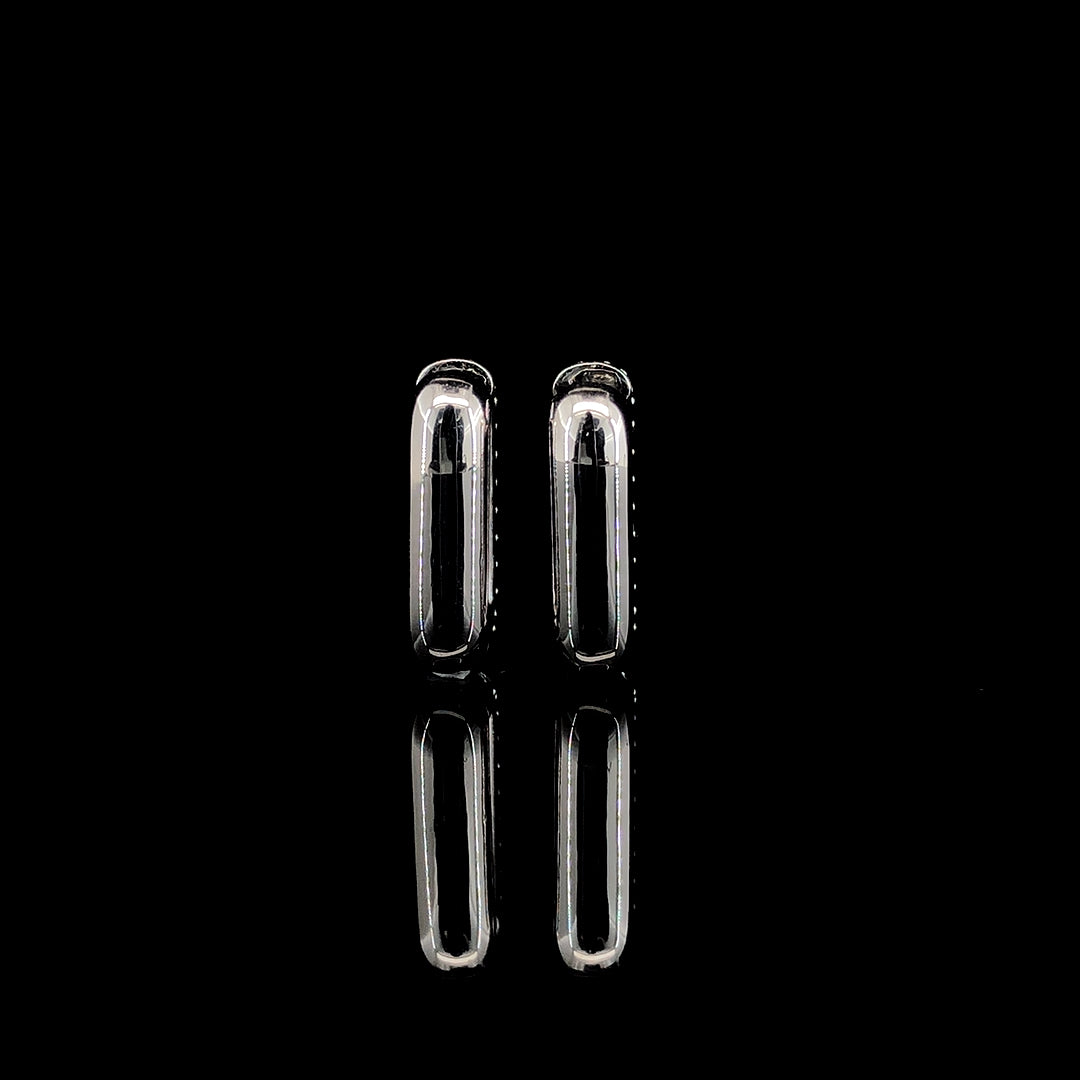 White Ombré Pavé Huggie Hoop Earring