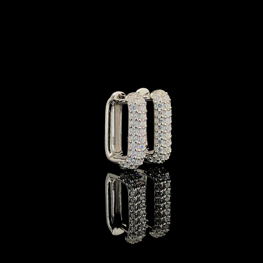 White Ombré Pavé Huggie Hoop Earring