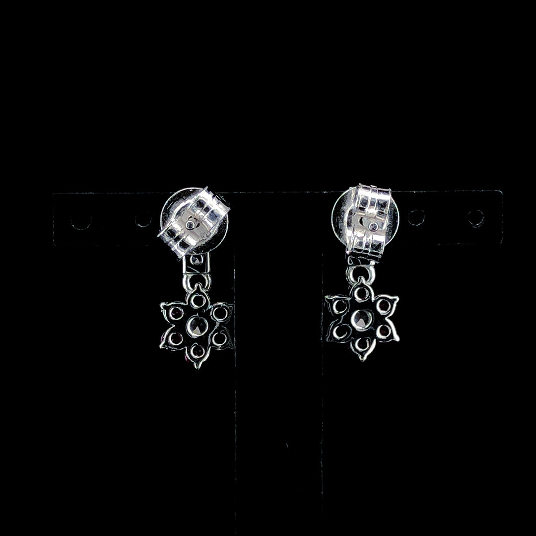 Ruby Flower Cluster Drop Earrings