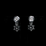 Ruby Flower Cluster Drop Earrings