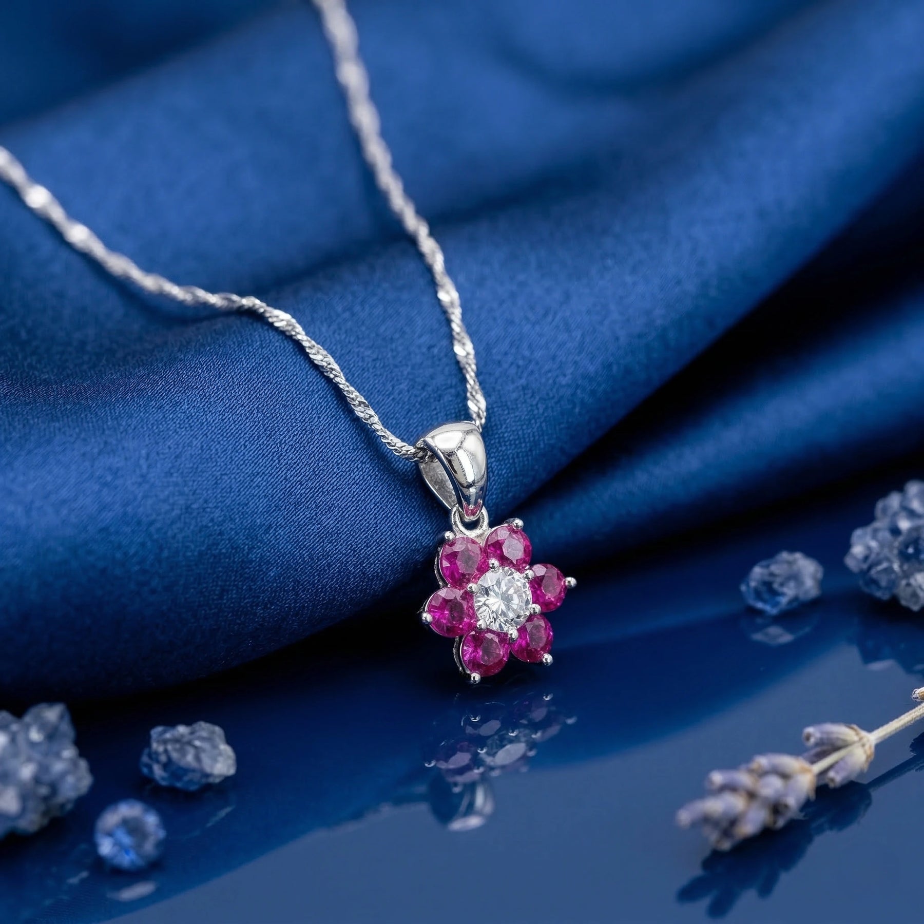 Ruby Floral Pendant