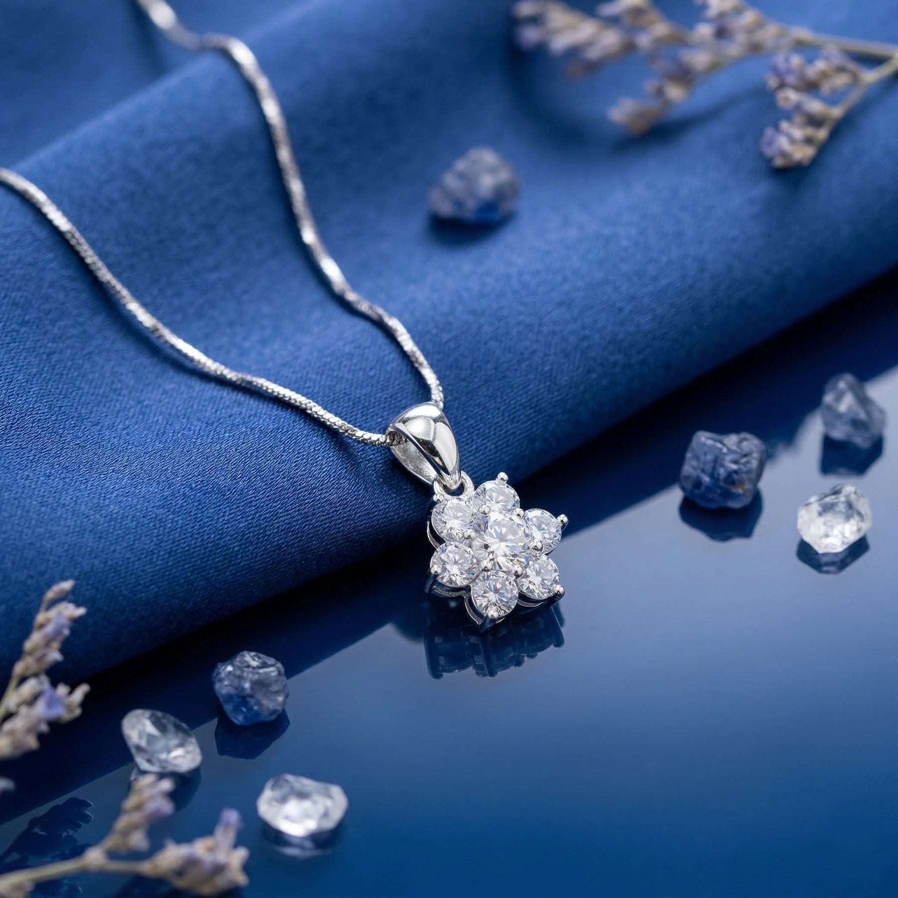 White Stone Floral Pendant