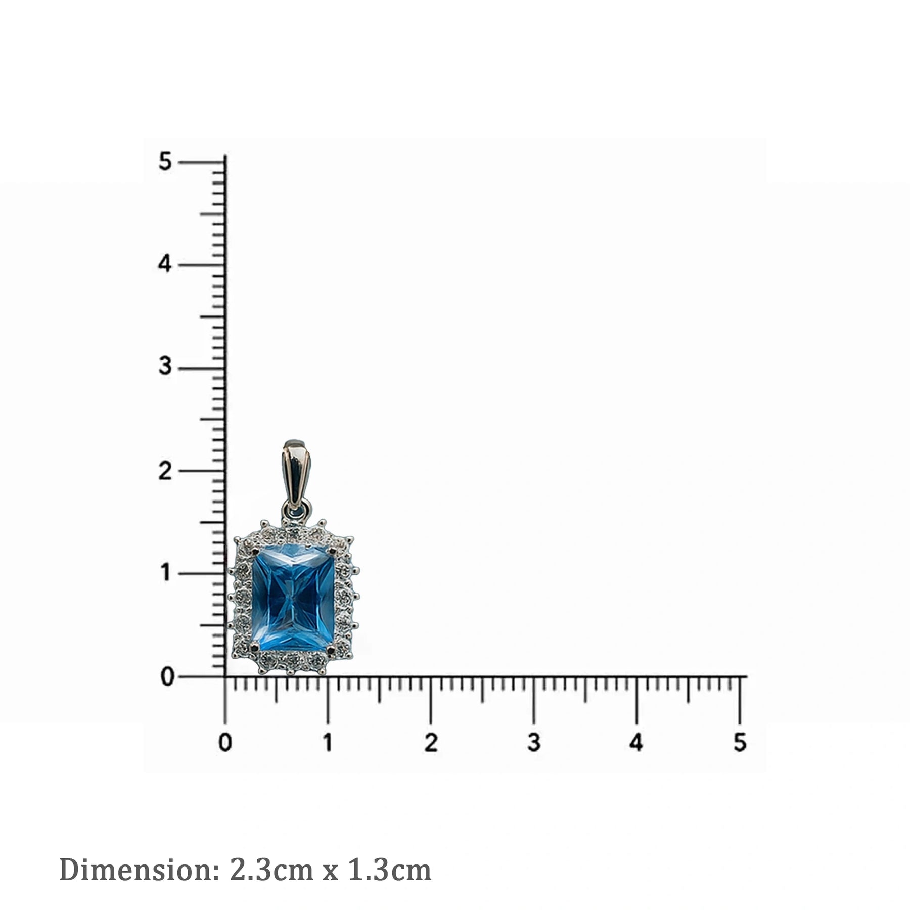 Aqua Princess Cut Halo Pendant
