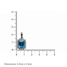Aqua Princess Cut Halo Pendant