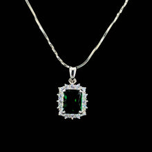 Emerald Princess Cut Halo Pendant