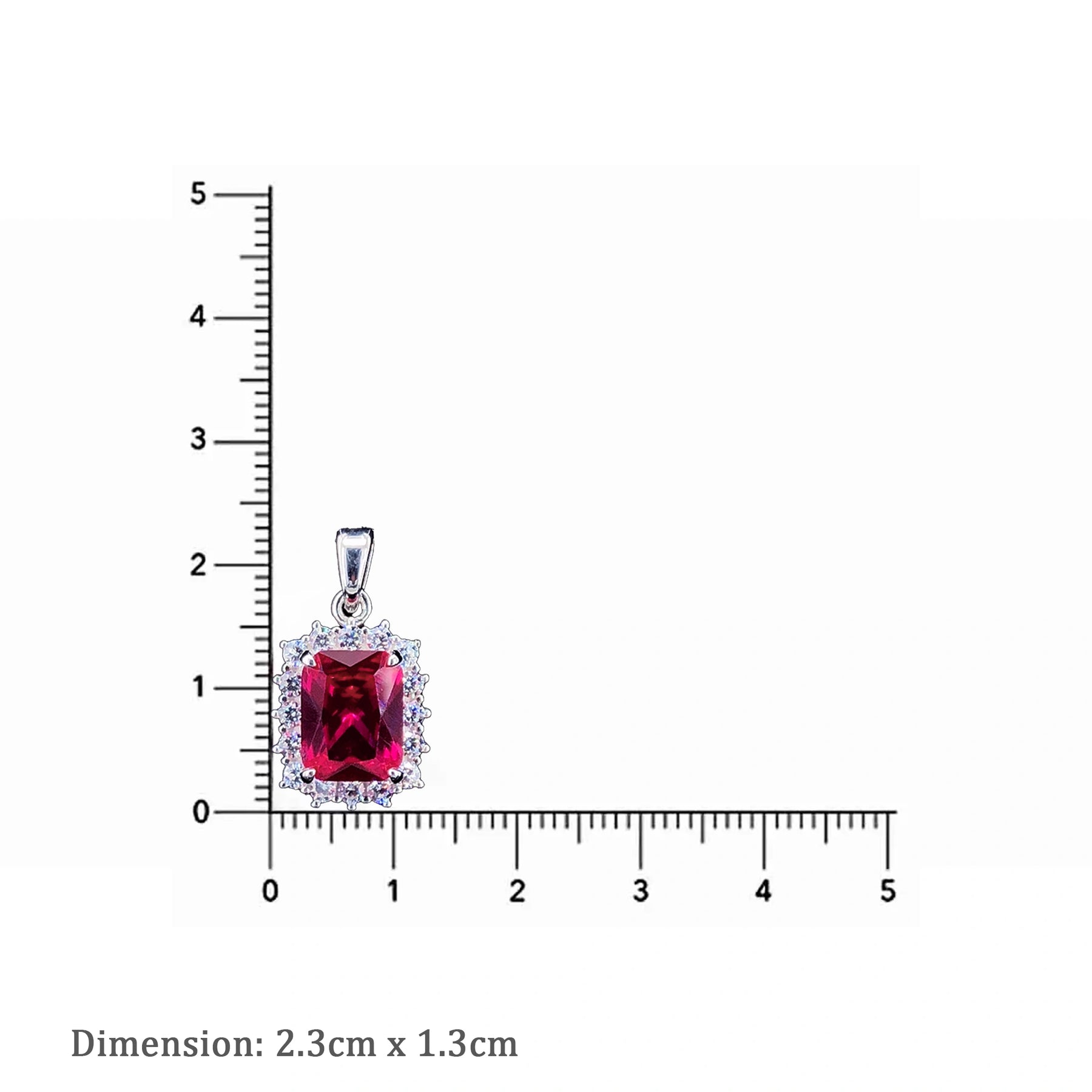 Ruby Princess Cut Halo Pendant
