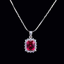 Ruby Princess Cut Halo Pendant