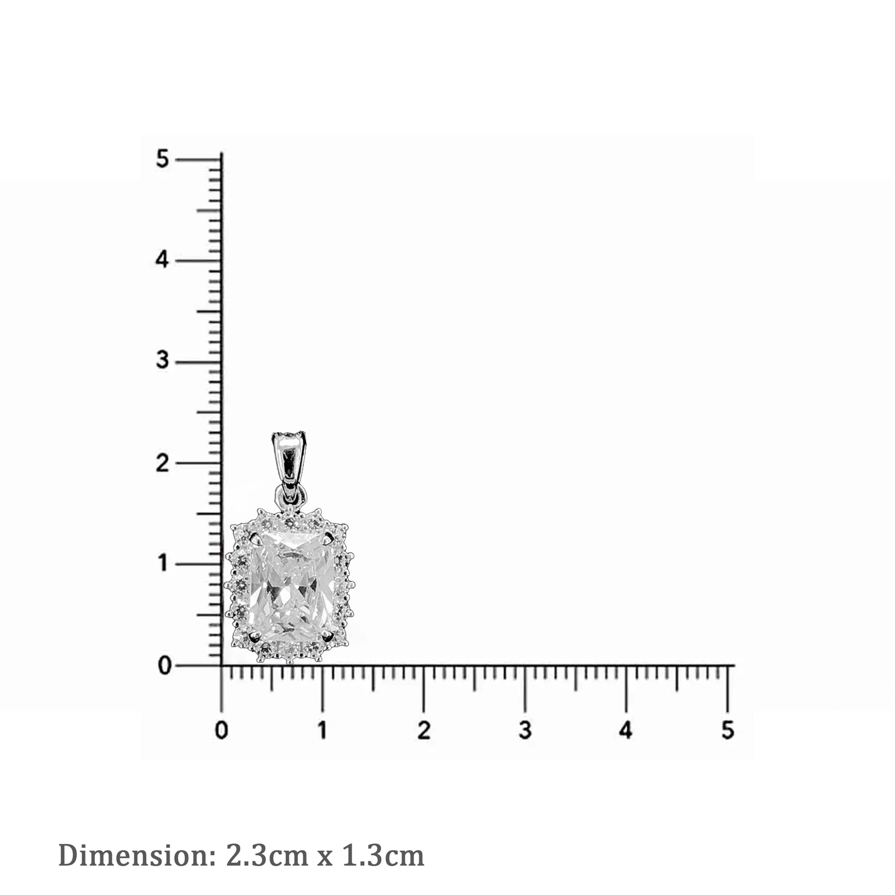 White Princess Cut Halo Pendant
