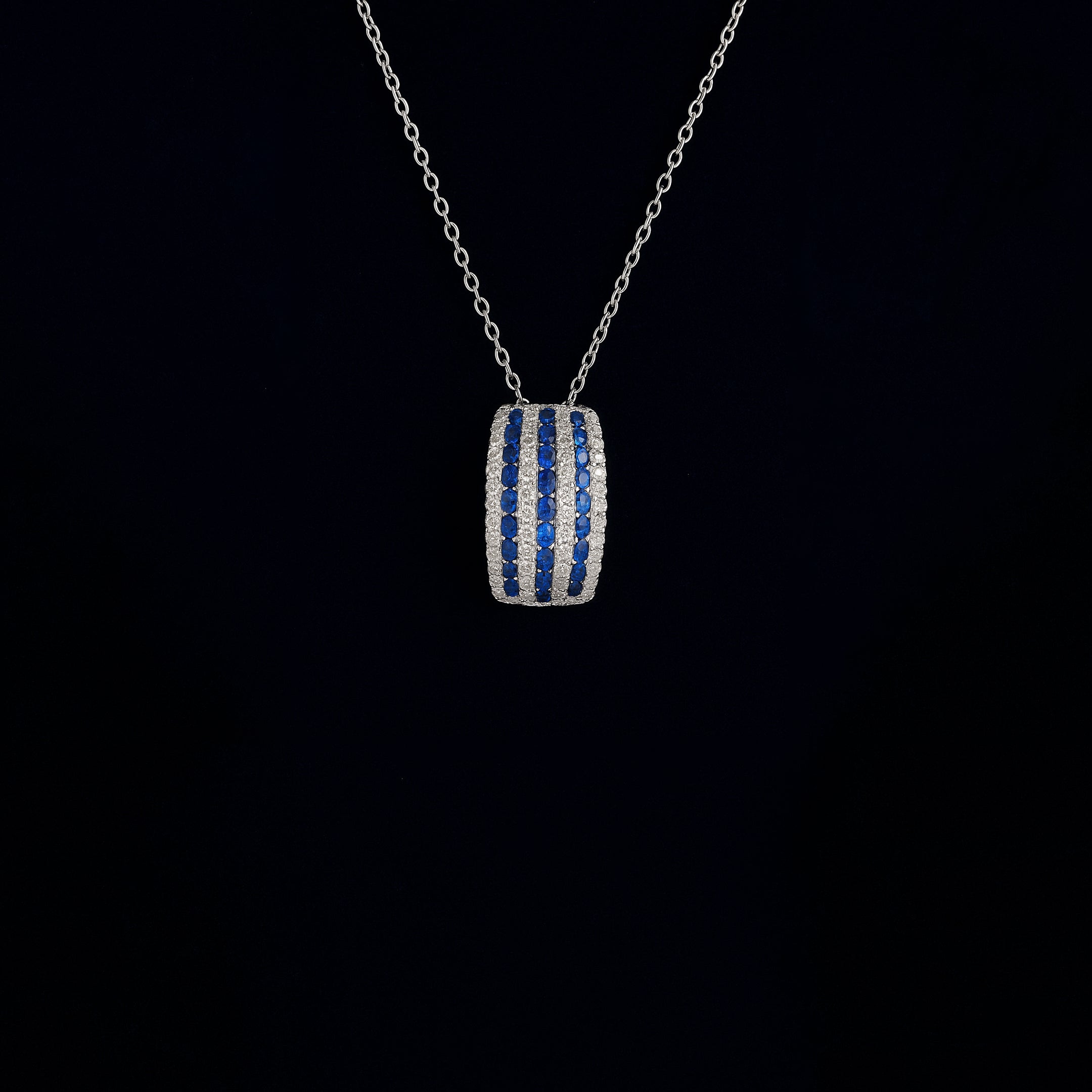 Sapphire Stripe Curve Pendant