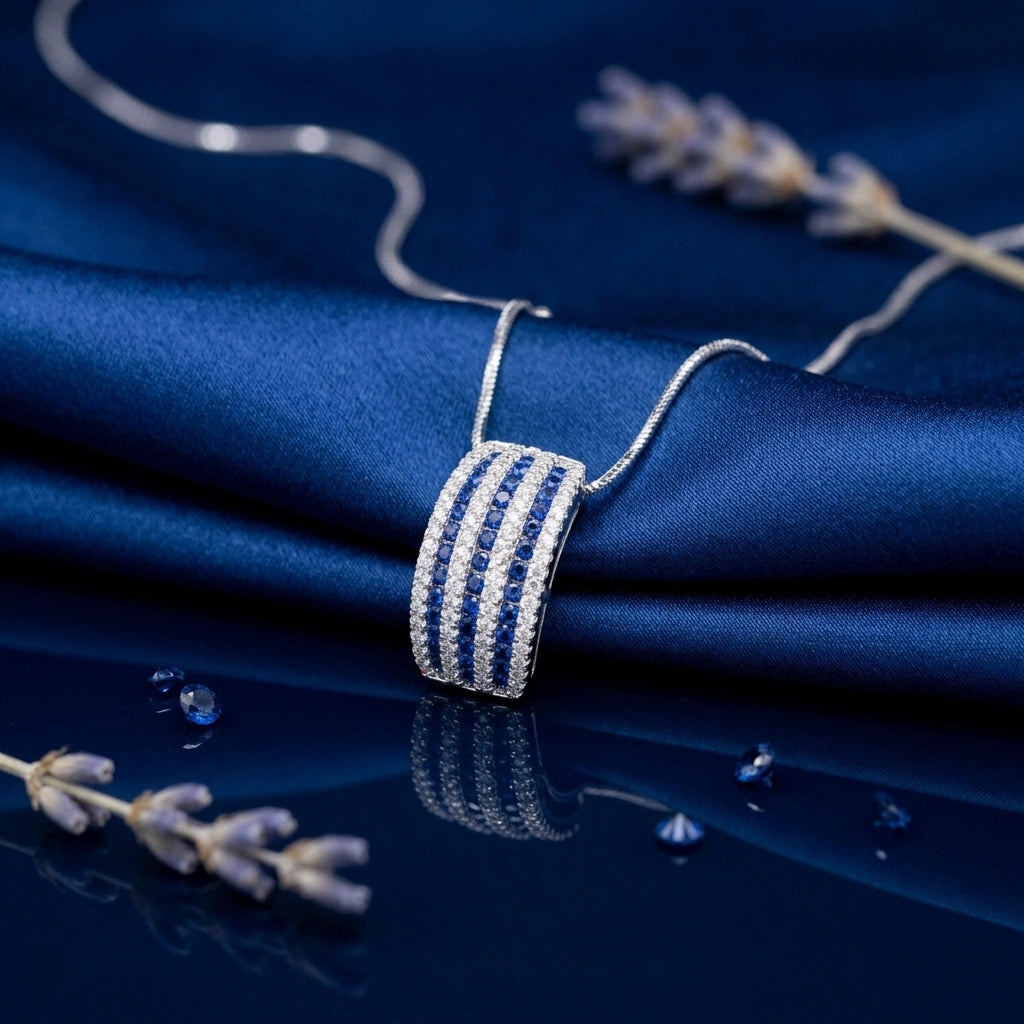 Sapphire Stripe Curve Pendant