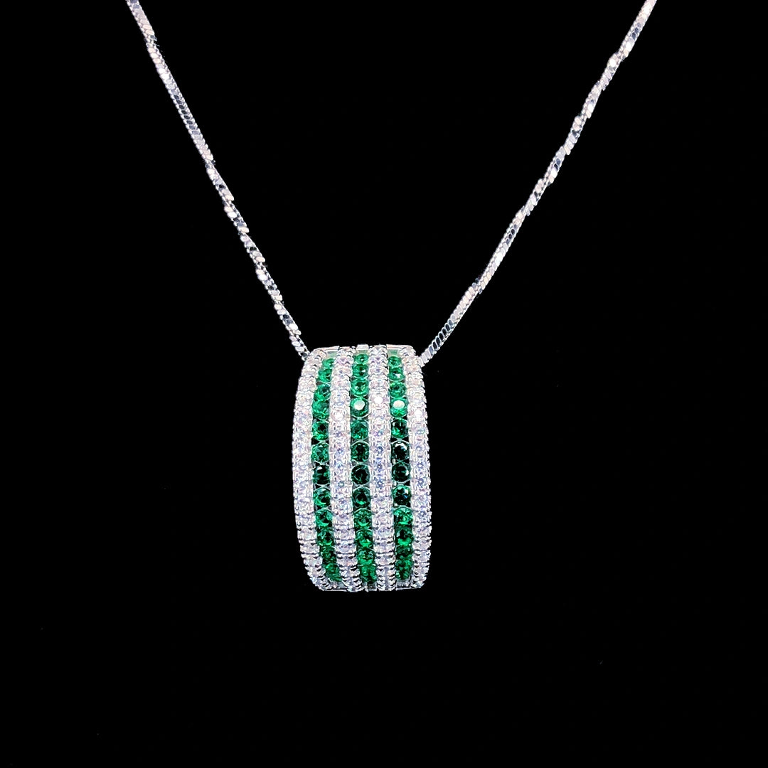 Emerald Stripe Curve Pendant