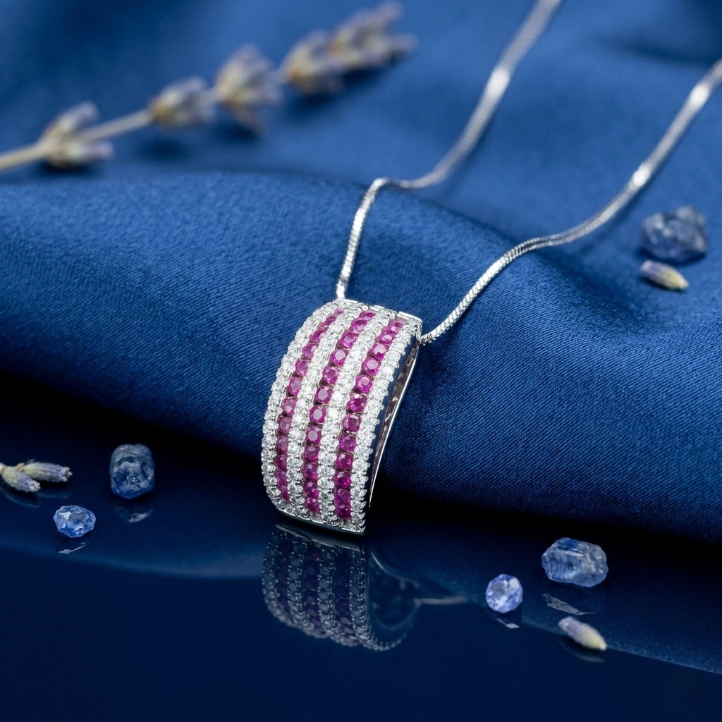 Ruby Stripe Curve Pendant
