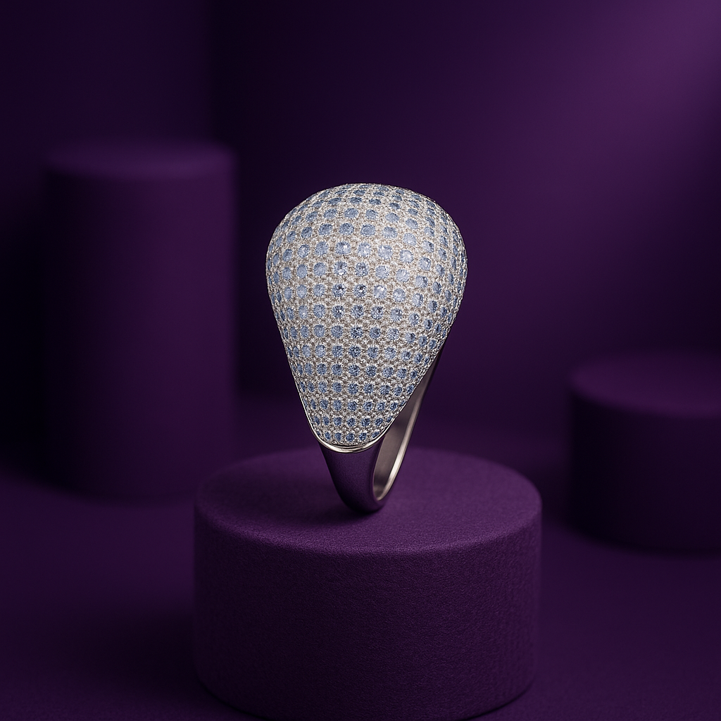 White Dome Pavé Cocktail Ring