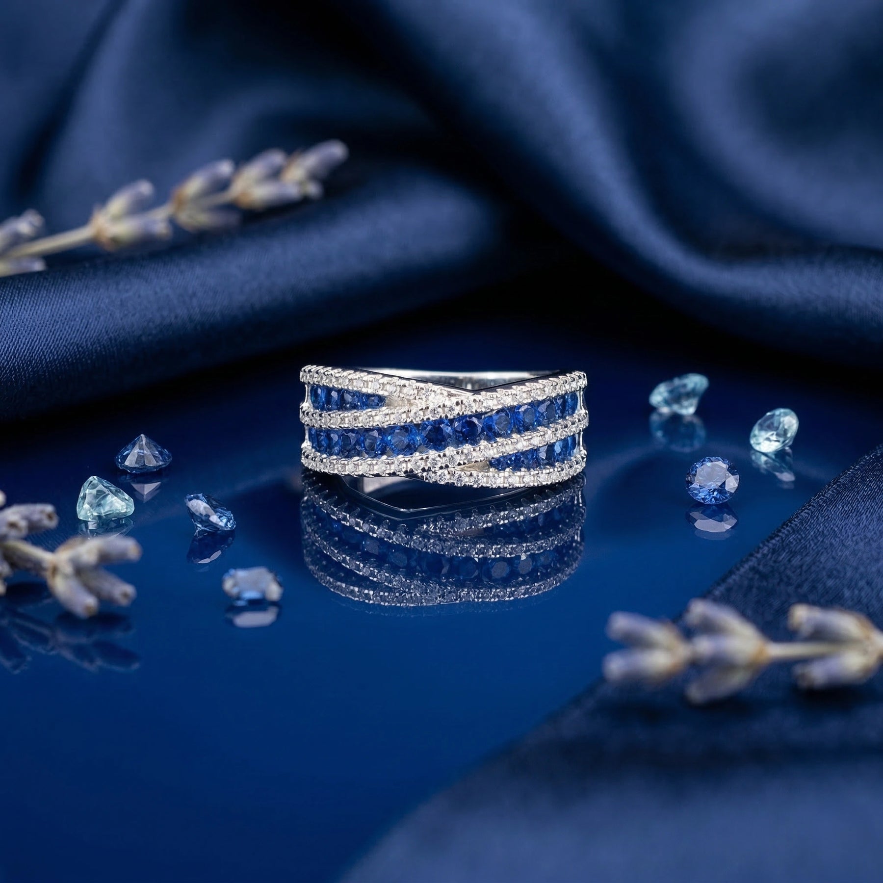 Sapphire Criss Cross Ring