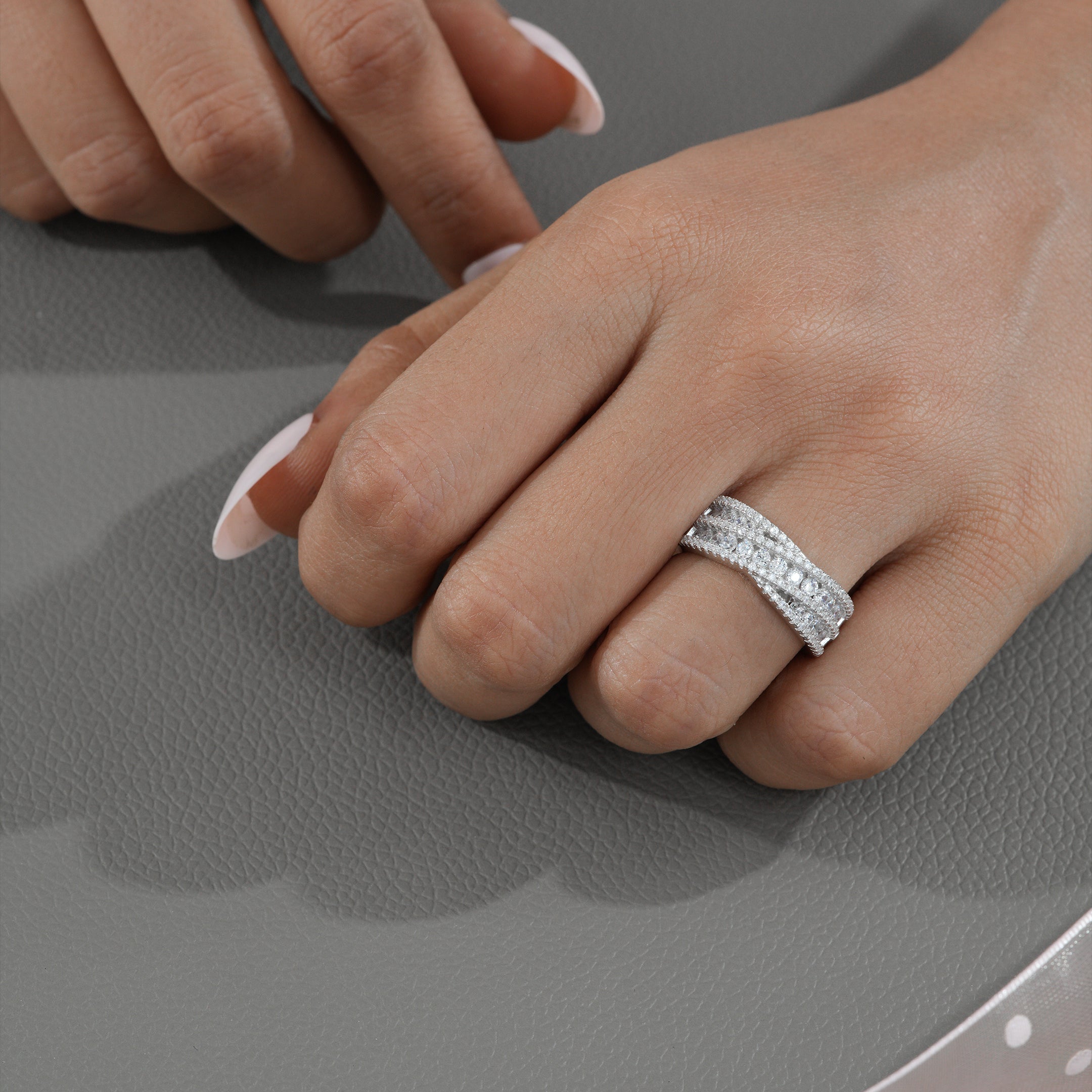 White Criss Cross Ring