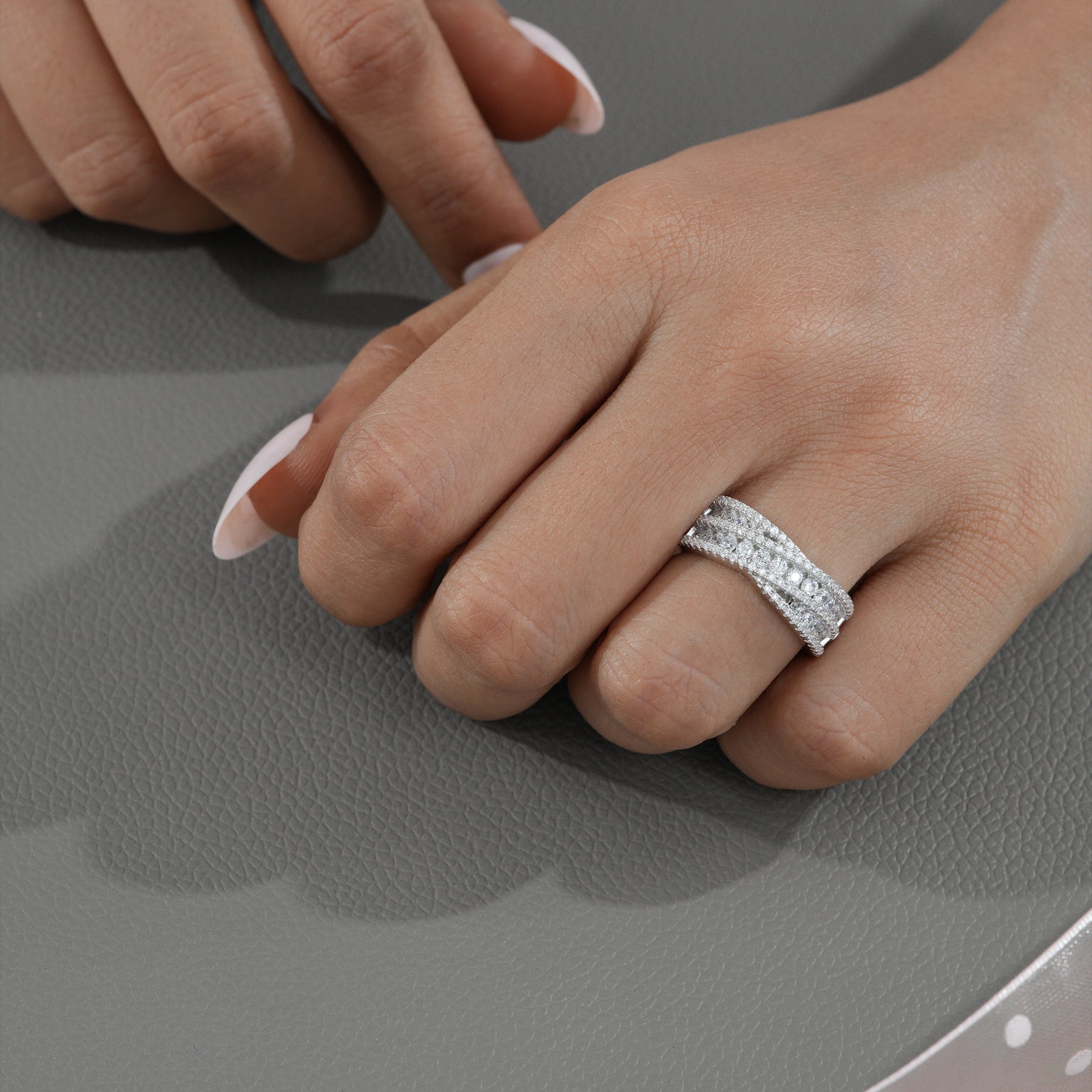White Criss Cross Ring