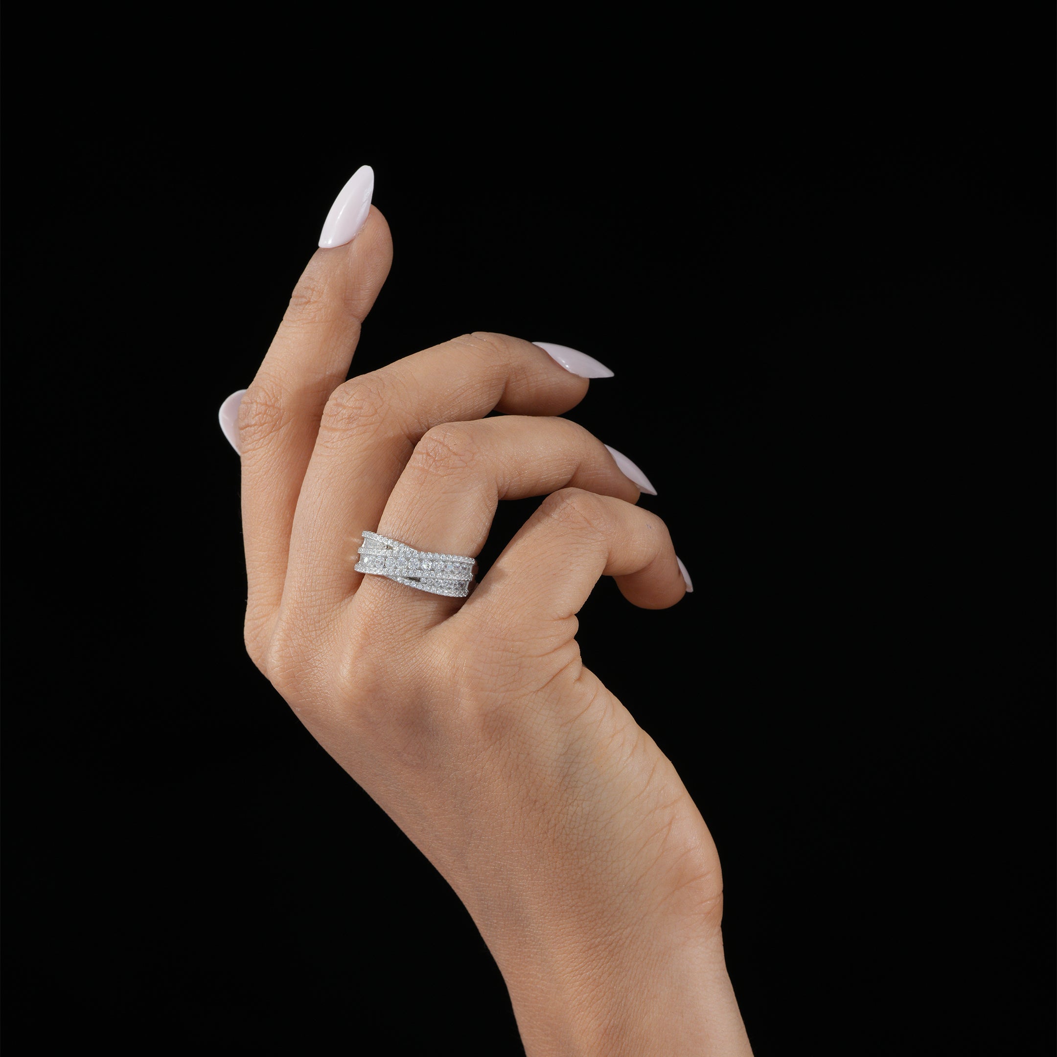 White Criss Cross Ring