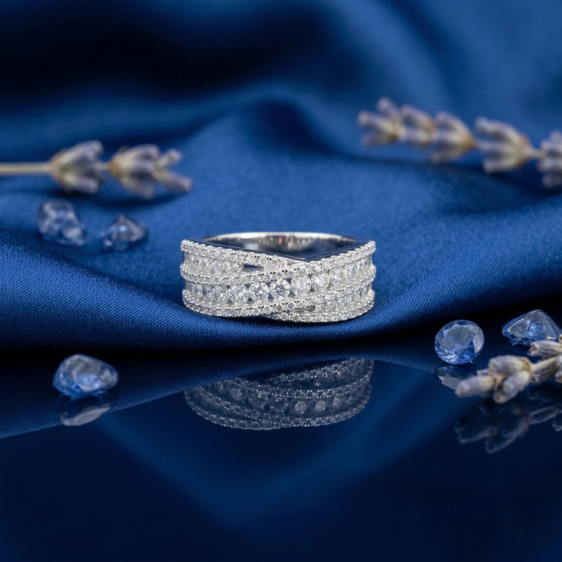 White Criss Cross Ring