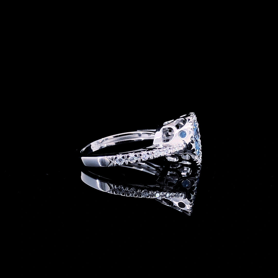 Aqua Bloom Halo Ring