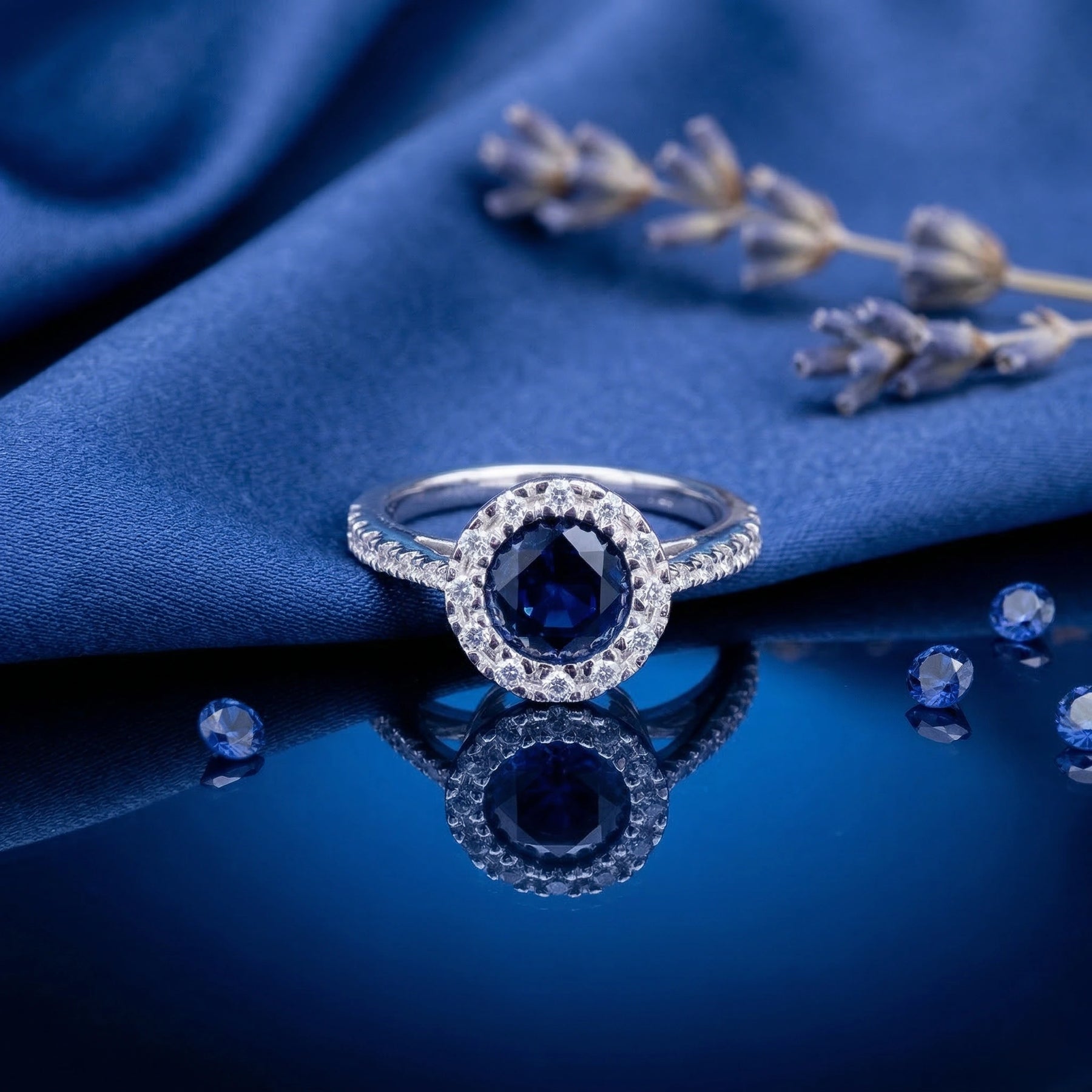 Midnight Bloom Halo Ring