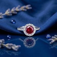 Crimson Bloom Halo Ring