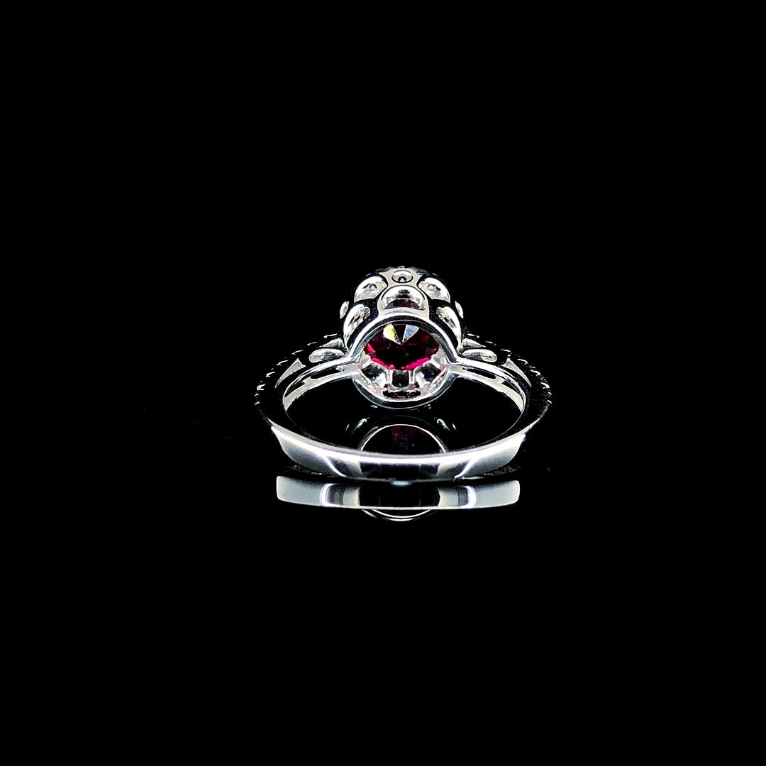 Crimson Bloom Halo Ring