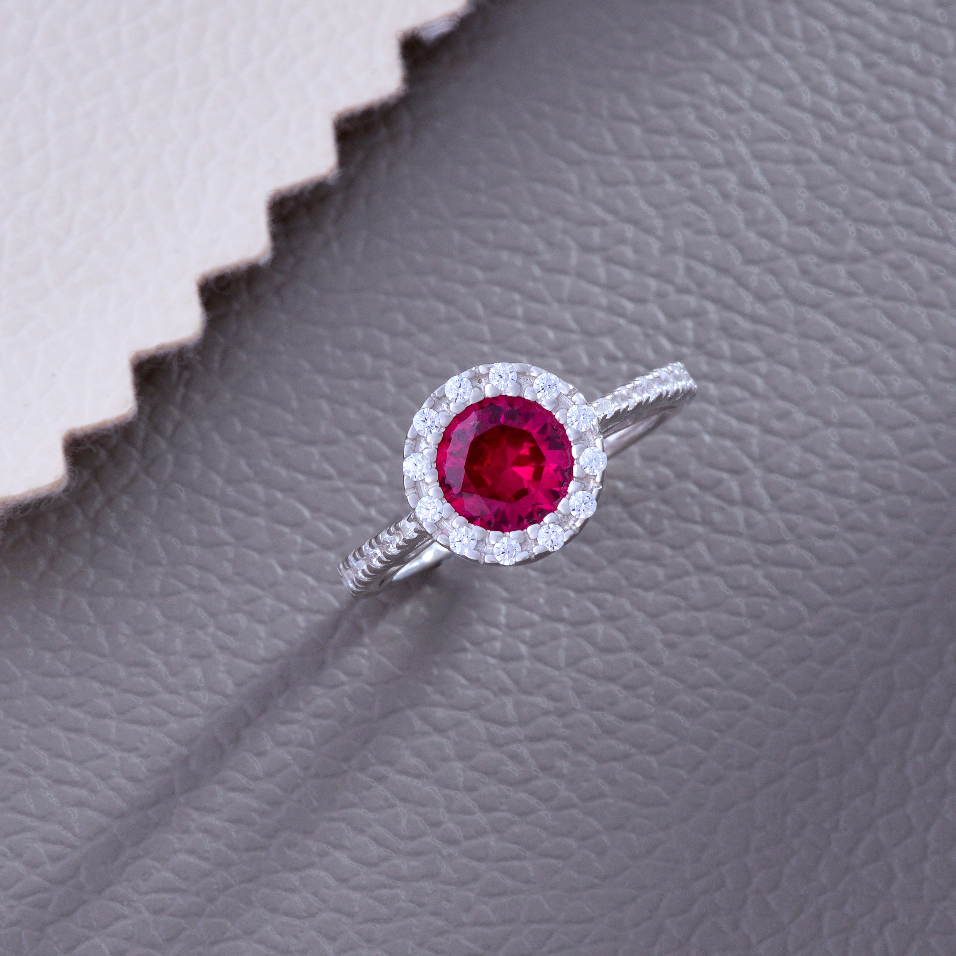 Crimson Bloom Halo Ring