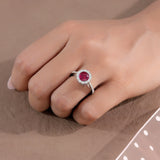 Crimson Bloom Halo Ring
