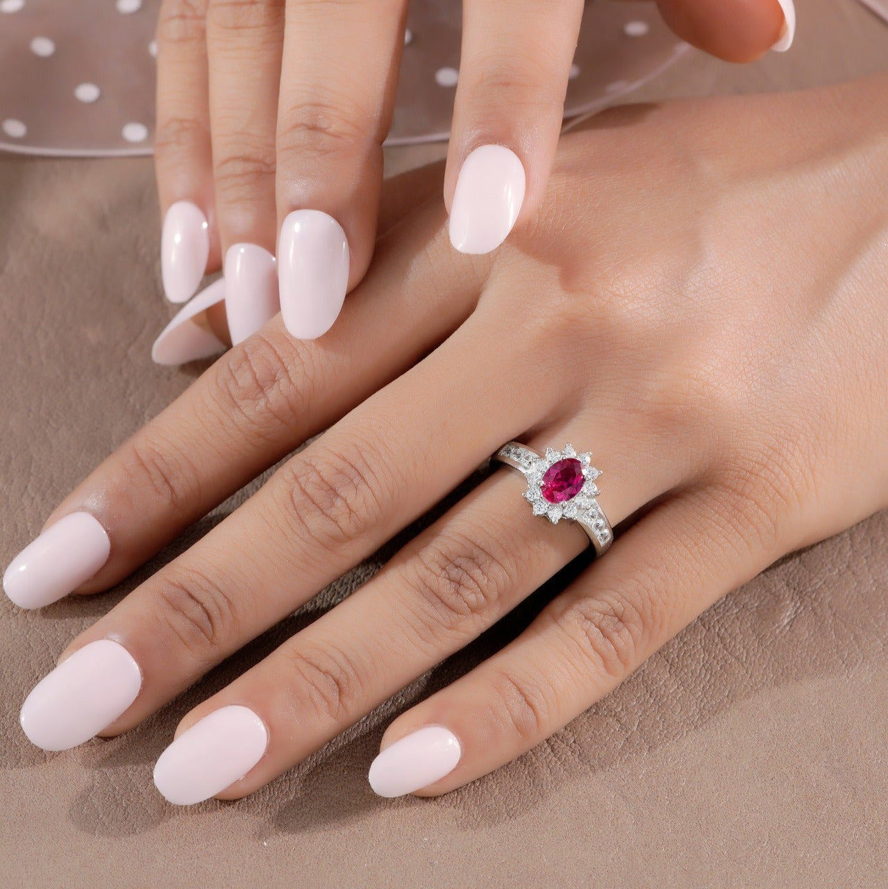 Scarlet Bloom Solitaire Ring