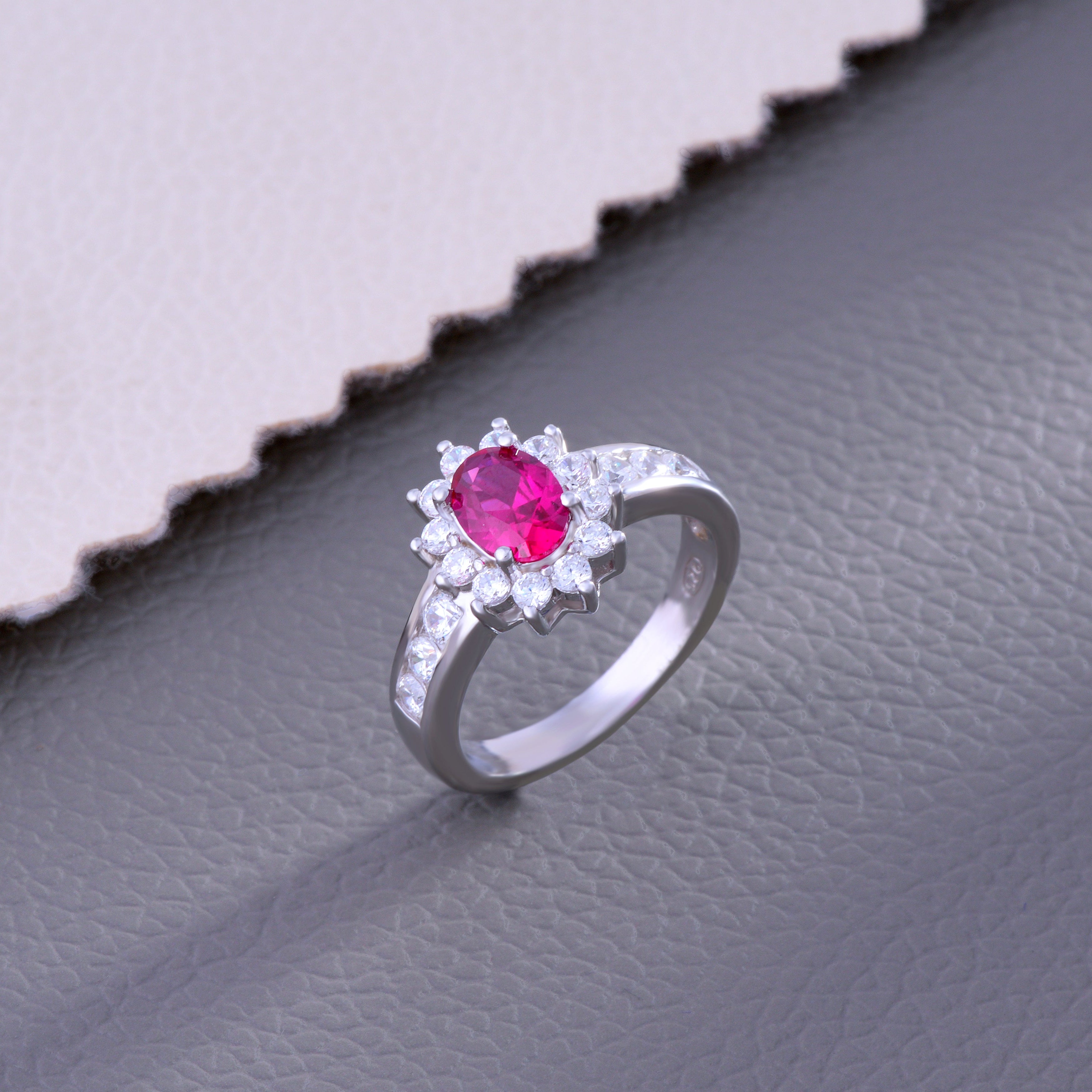Scarlet Bloom Solitaire Ring