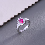 Scarlet Bloom Solitaire Ring