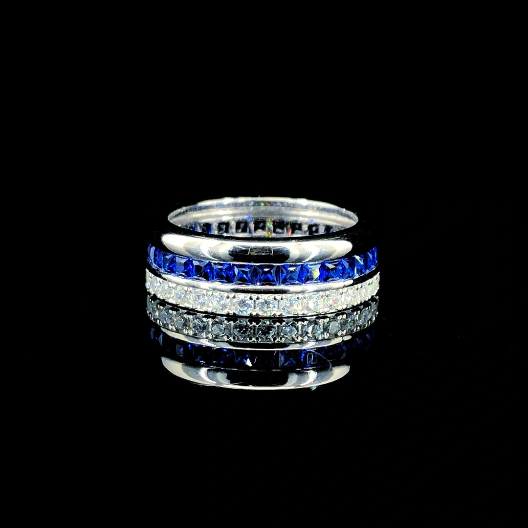 Cushion Cut Blue Sapphire Band