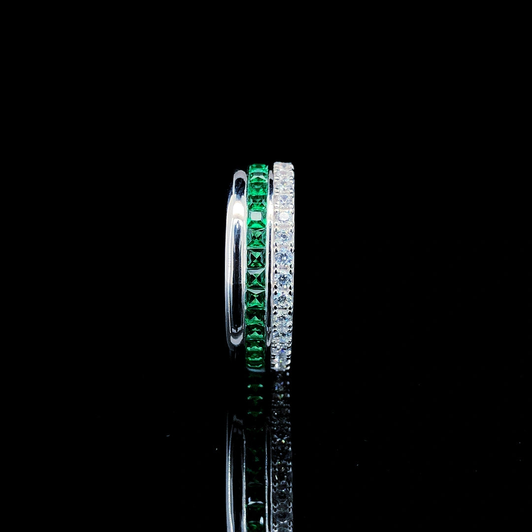 Cushion Cut Green Sapphire Band