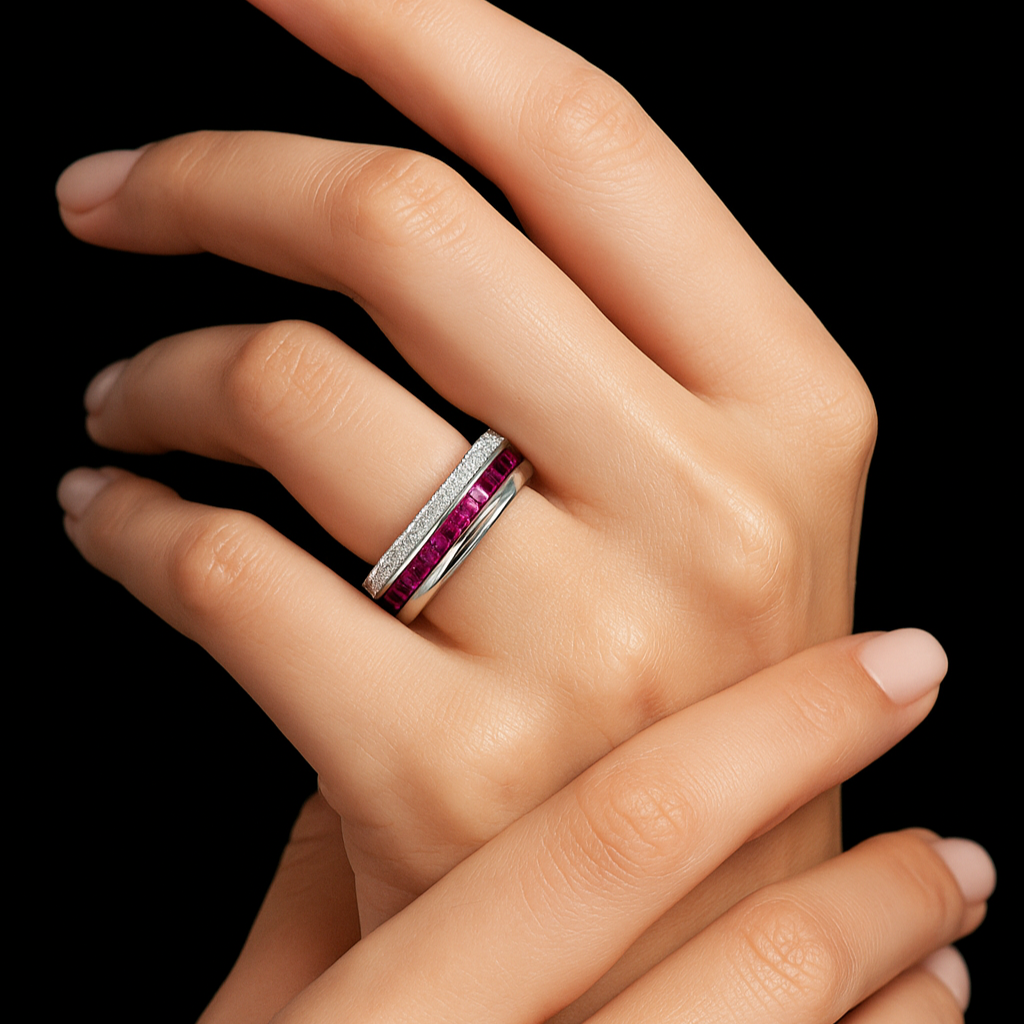 Cushion Cut Ruby Band