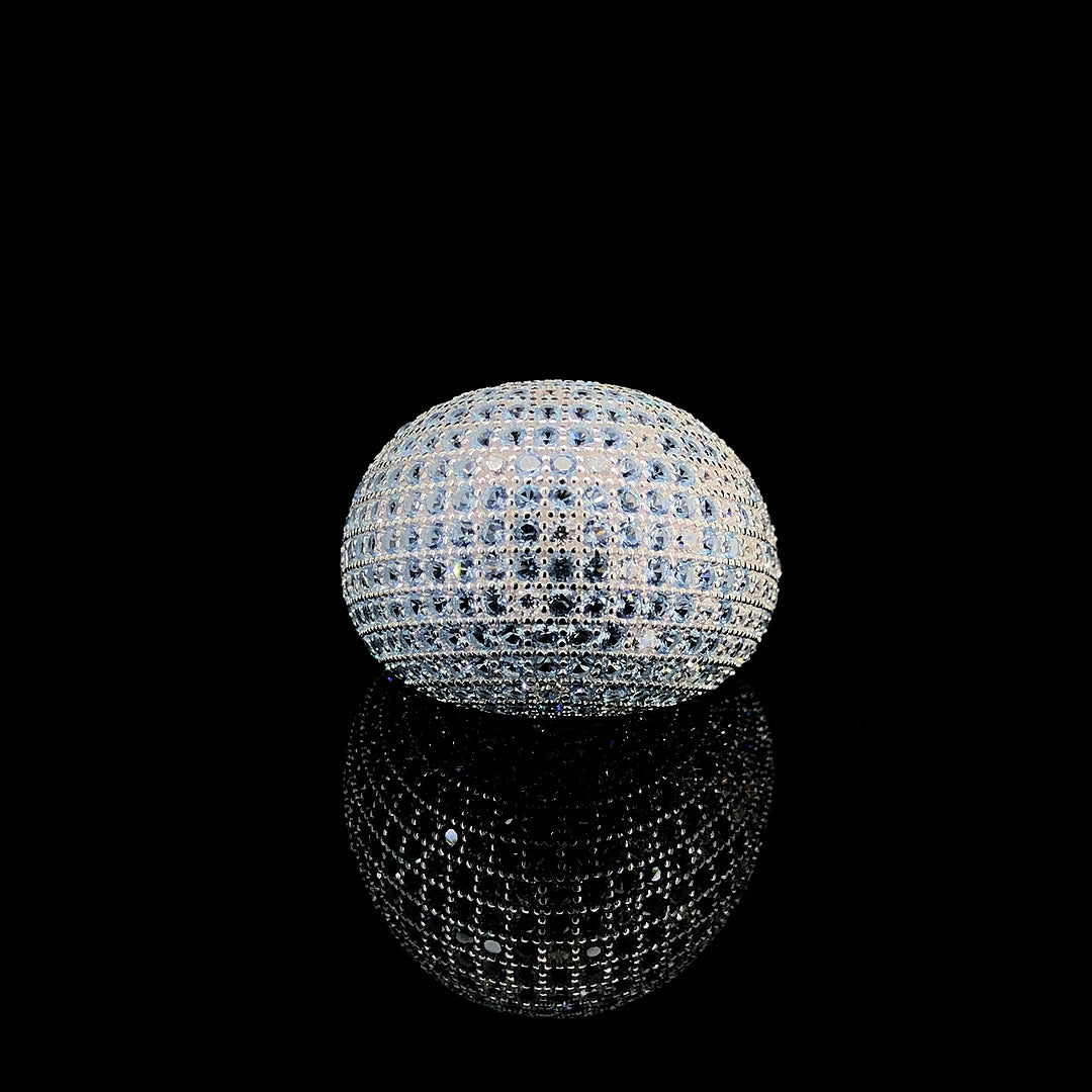 Aqua Dome Pavé Cocktail Ring