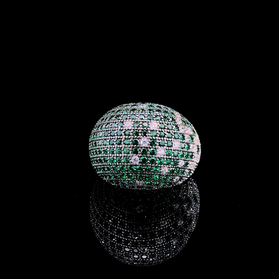 Emerald Dome Pavé Cocktail Ring