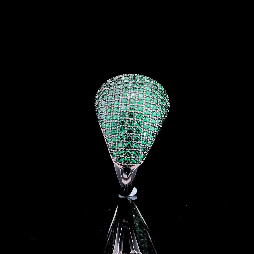 Emerald Dome Pavé Cocktail Ring