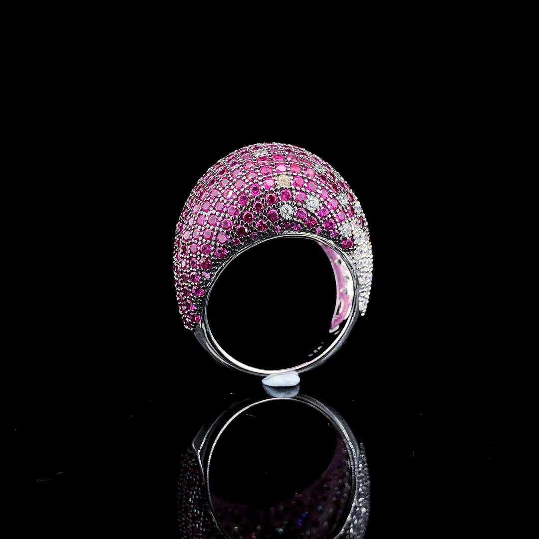 Ruby Dome Pavé Cocktail Ring