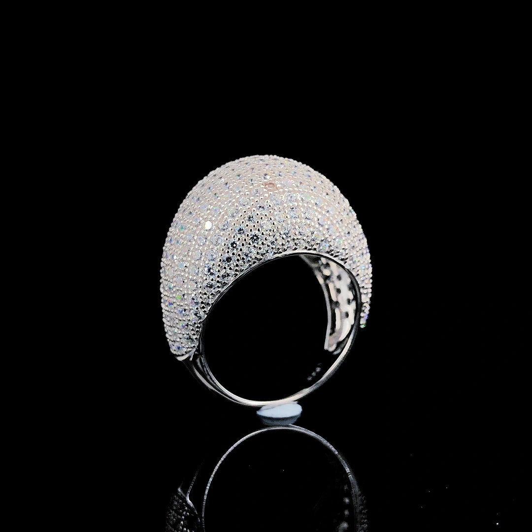 White Dome Pavé Cocktail Ring