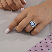 Sapphire Baguette Halo Cocktail Ring