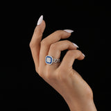 Sapphire Baguette Halo Cocktail Ring