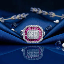 Red Baguette Halo Cocktail Ring