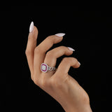 Red Baguette Halo Cocktail Ring