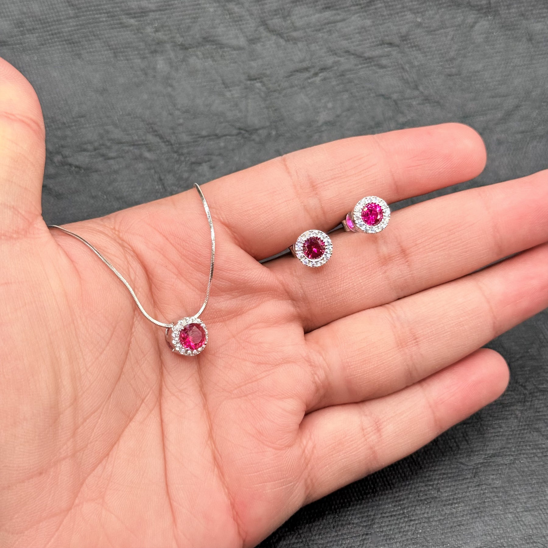 Ruby Halo Elegance Set