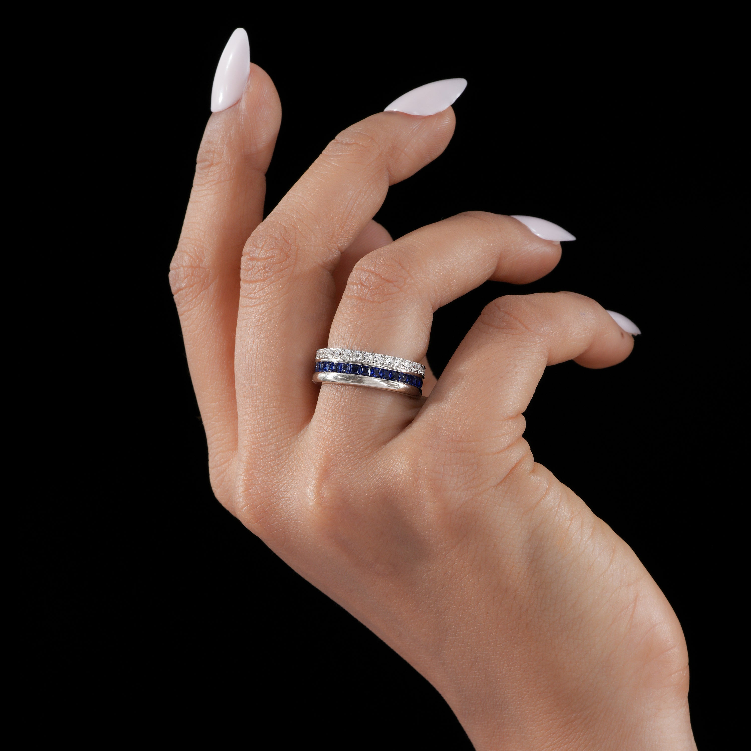 Cushion Cut Blue Sapphire Band